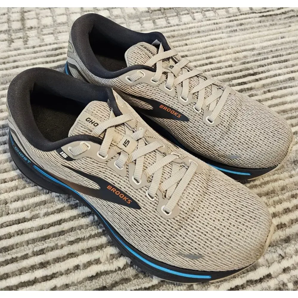 Brooks Ghost 15 Oyster Black Orange Men's Size 7 Running Shoes 1103931D141